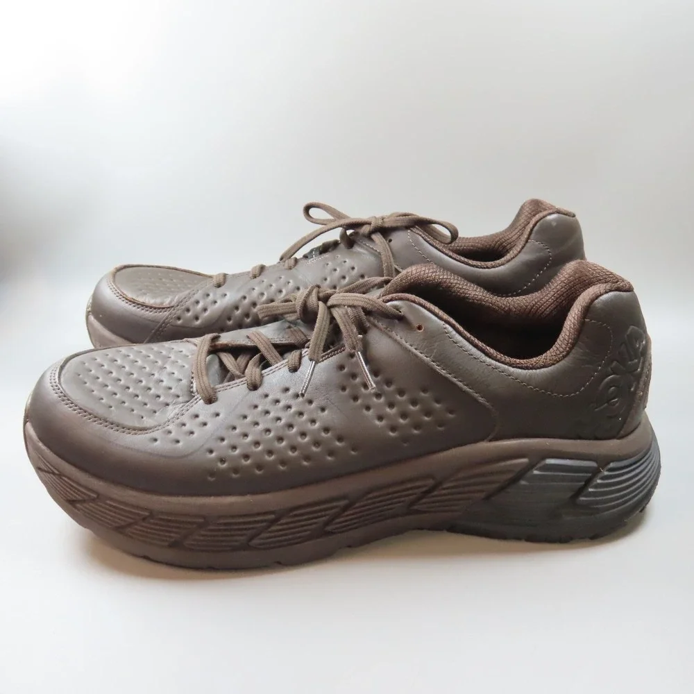 Size 12.5‎ (2E)- Hoka One One Gaviota LTR Wide Brown Leather EUC!